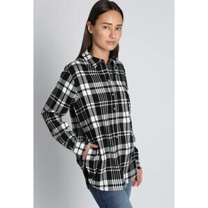 Jachs Girlfriend NY Women's Small Pearl Snap plaid Flannel plaid Shirt pockets